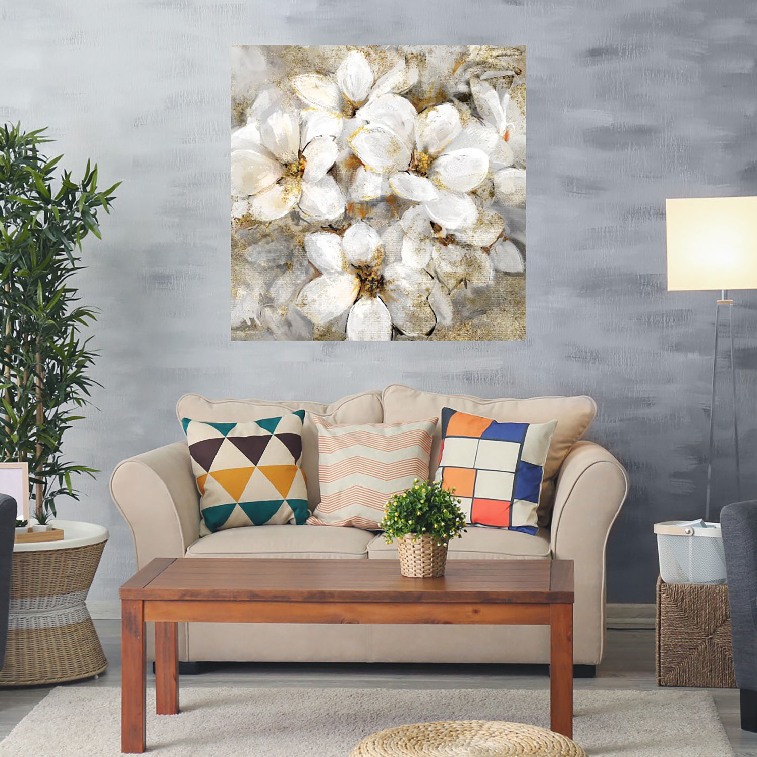 Foto 2 | Cuadro Decorativo Fine Art TJ 'Flores Festivas I' de Studio Arts 94 x 94 cm