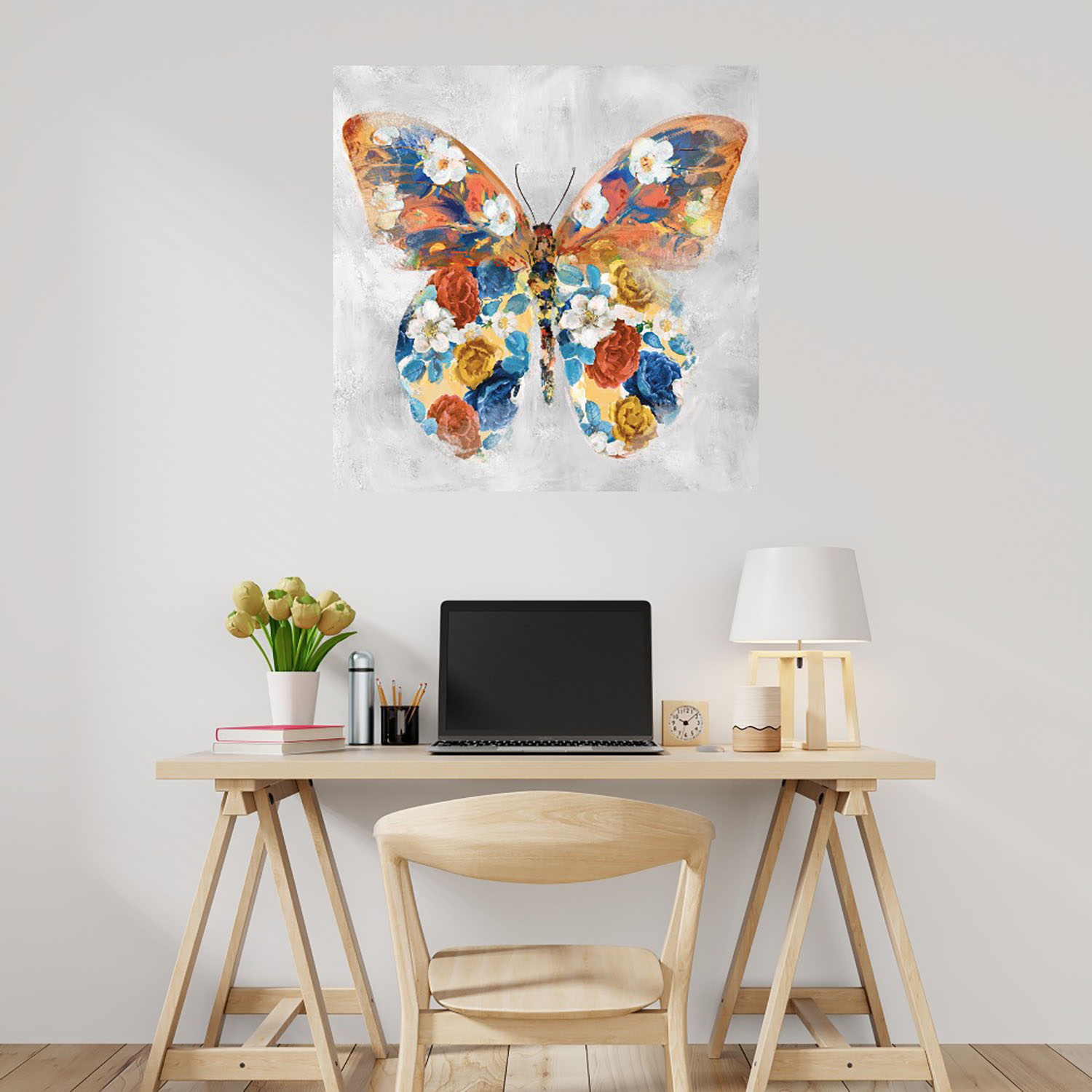 Foto 2 | Cuadro Decorativo Fine Art TJ 'Flores de Mariposa I' de Studio Arts 94 x 94 cm