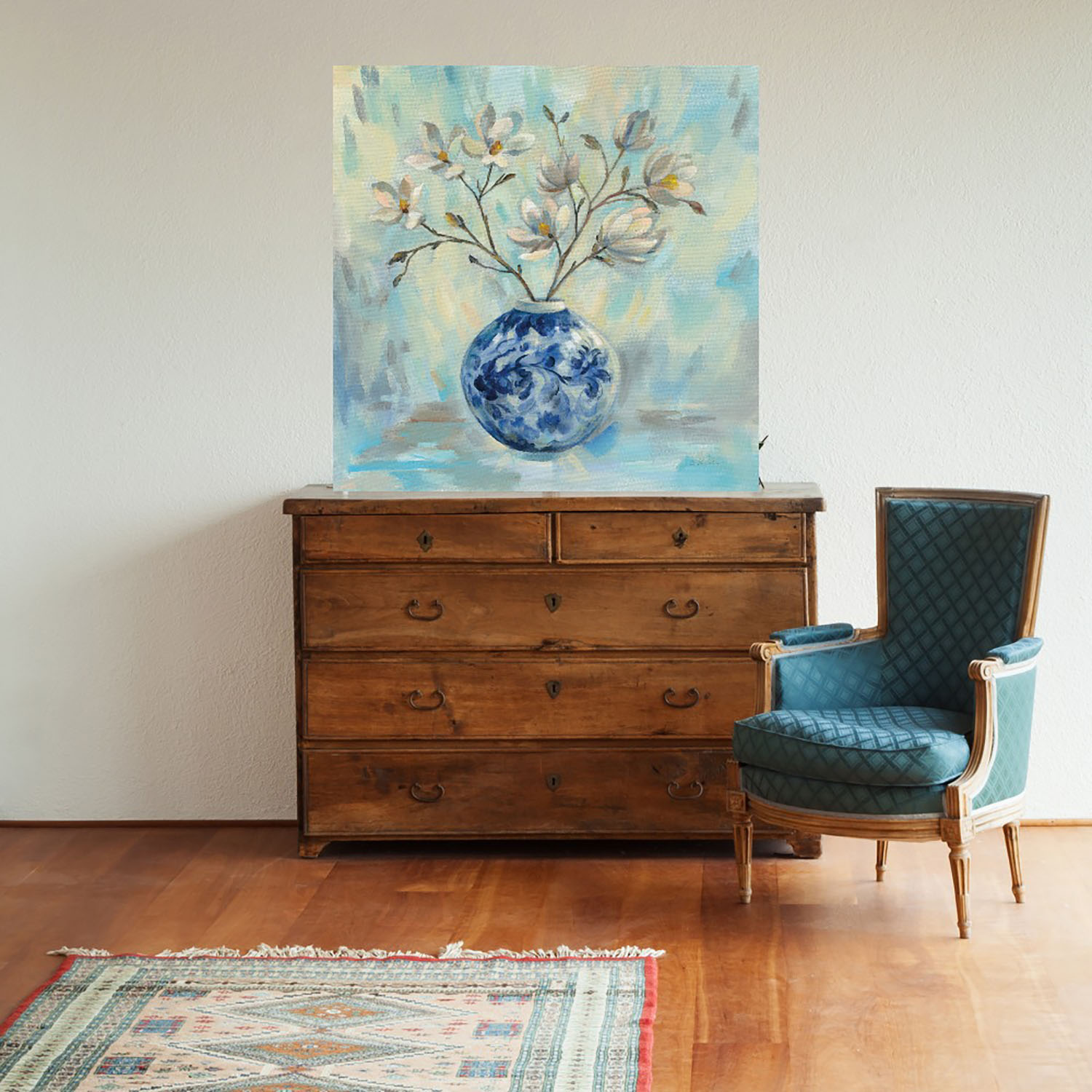 Foto 2 | Cuadro Decorativo Fine Art TJ 'Flores en Porcelana' de Silvia Vassileva 94 x 94 cm