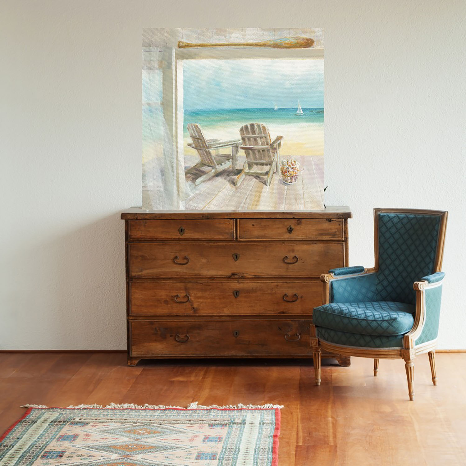 Foto 2 | Cuadro Decorativo Fine Art TJ 'Mañana en la Costa' de Danhui Nai 56 x 56 cm