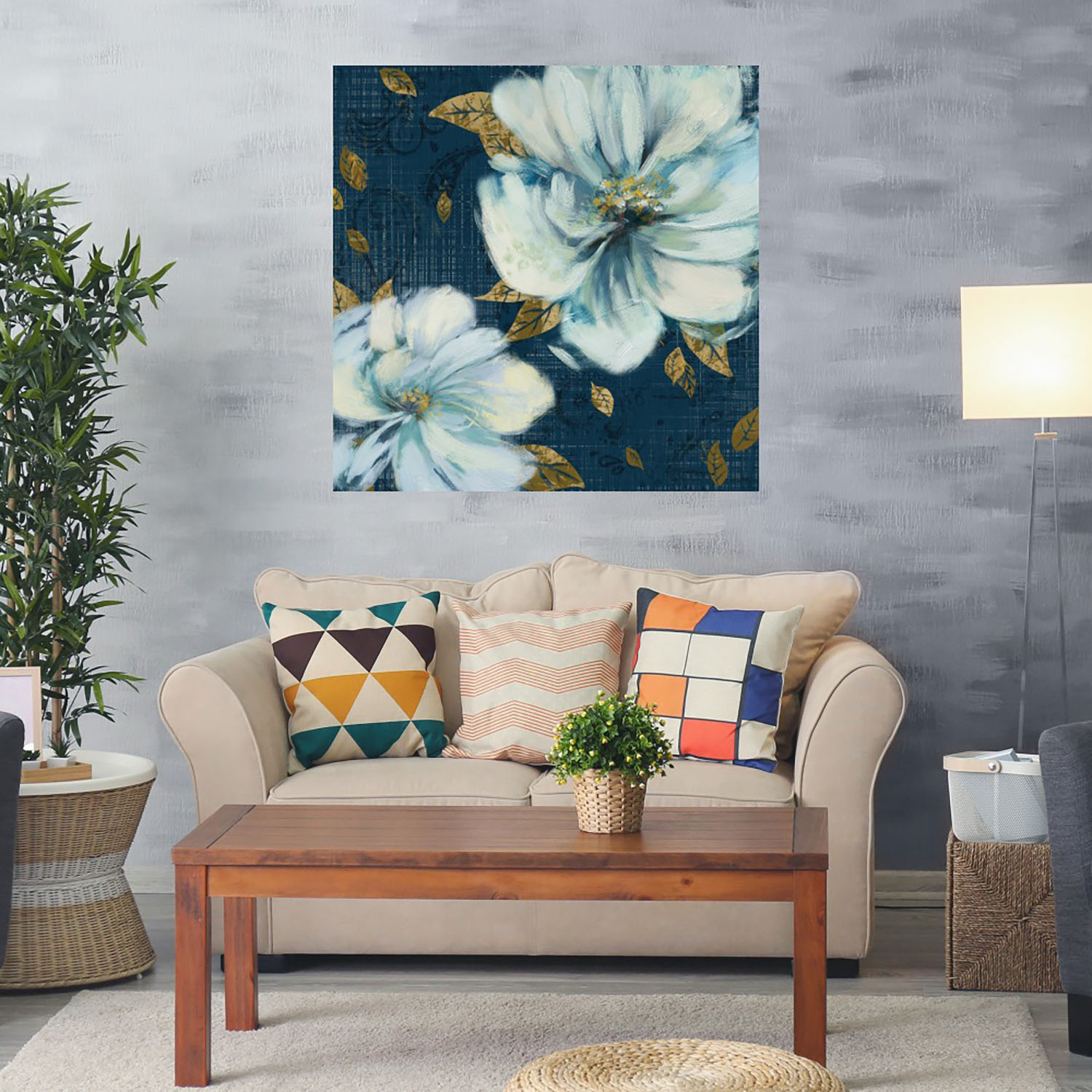 Foto 2 | Cuadro Decorativo Fine Art Tj Jardín Azul Y Oro I