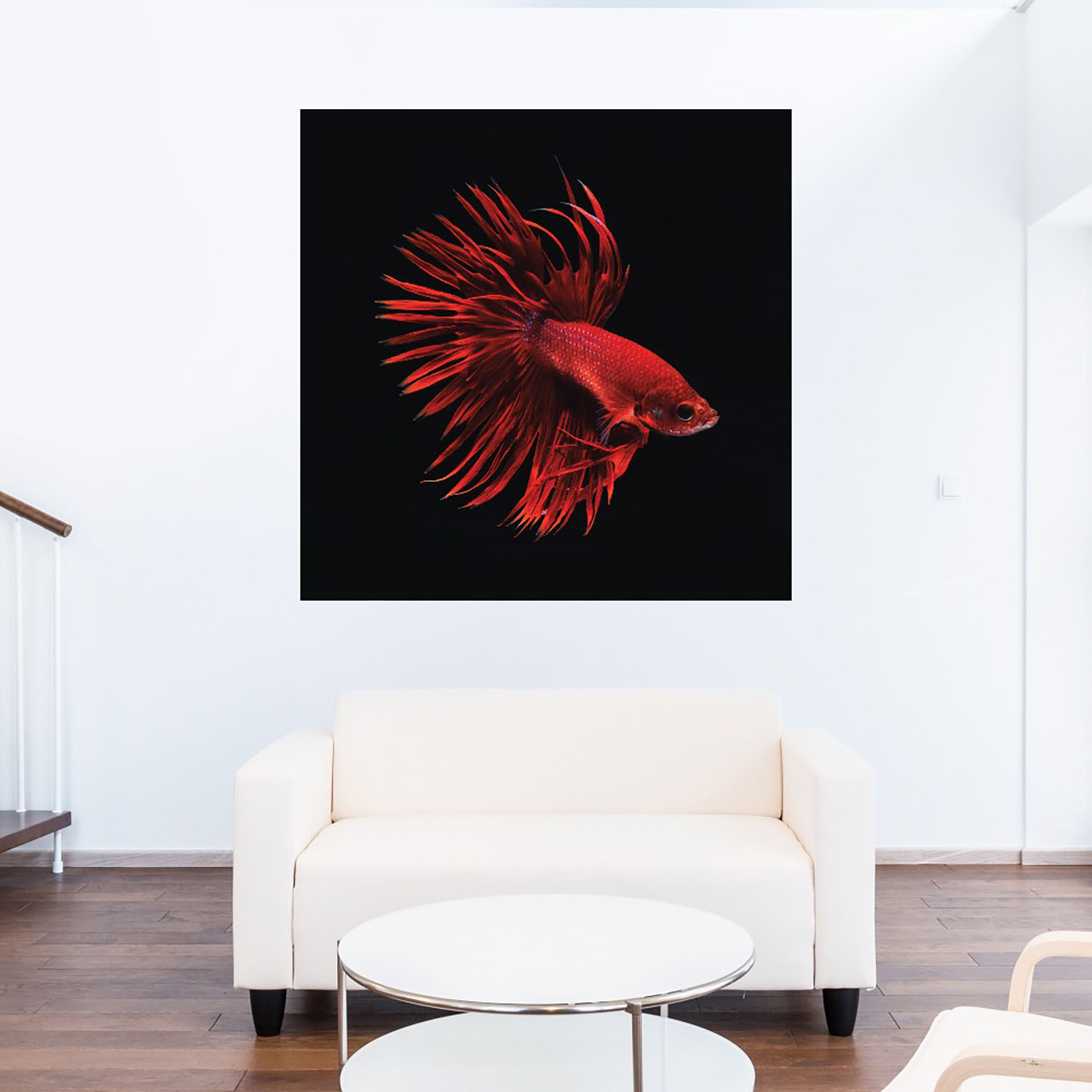 Foto 5 | Cuadro Decorativo Fine Art Tj Pescado Beta Rojo Incado Arte Animales Impresión en Lienzo