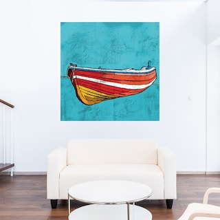 Foto 5 | Cuadro Decorativo Fine Art Tj Pequeño Bote de Remos Rojo Ynon Mabat Arte Costa Impresión en Lienzo