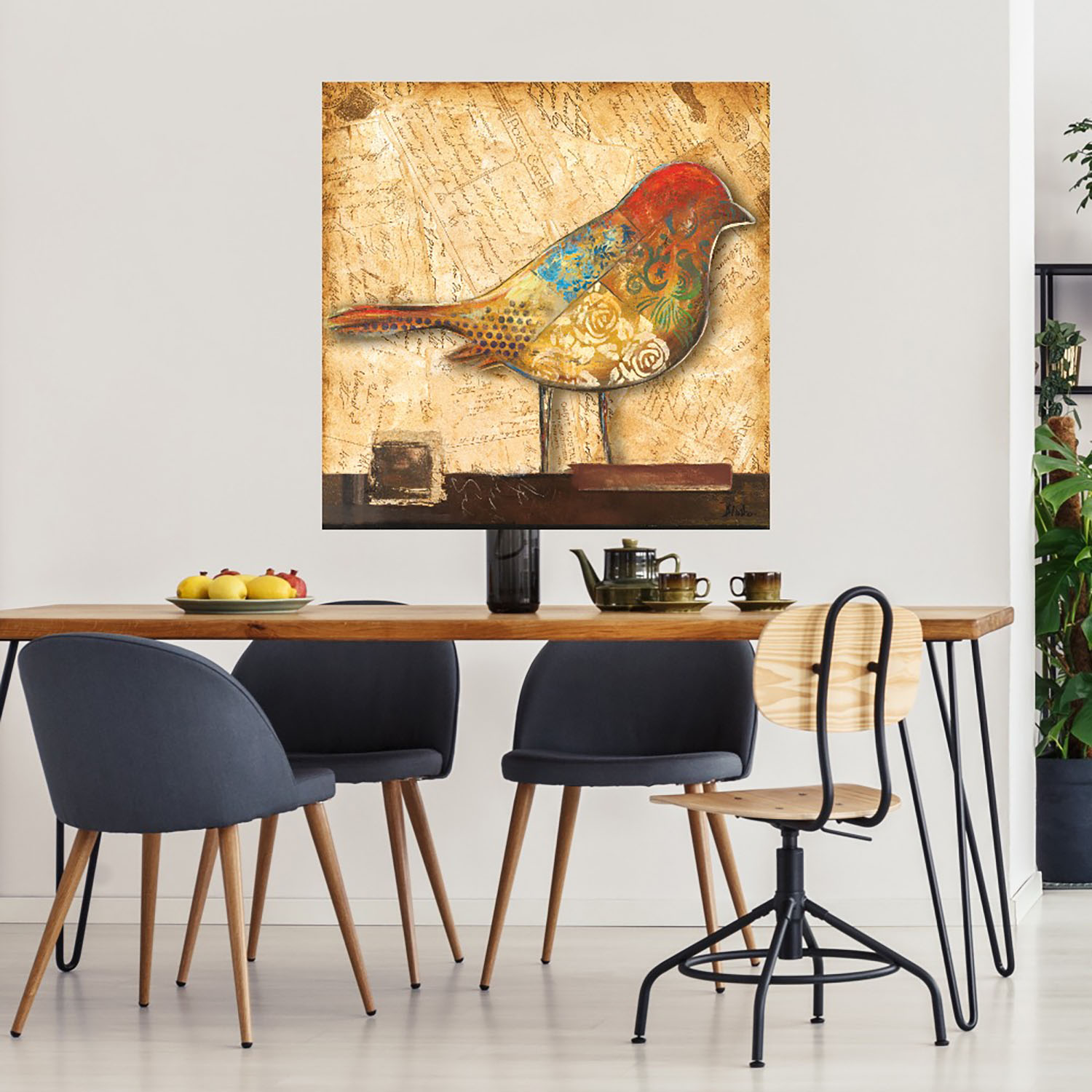 Foto 4 pulgar | Cuadro Decorativo - Pajaro En Collage Ii - Patricia Pinto  - Arte Animales - Impresión En Lienzo - Fine Art Tj