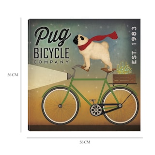 Foto 6 | Cuadro Decorativo - Pug En Una Bicicleta - Ryan Fowler - Arte Animales - Impresión En Lienzo - Fine Art Tj