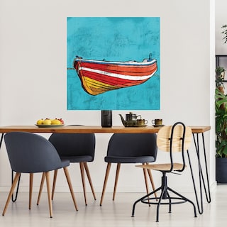 Foto 3 | Cuadro Decorativo Fine Art Tj Pequeño Bote de Remos Rojo Ynon Mabat Arte Costa Impresión en Lienzo