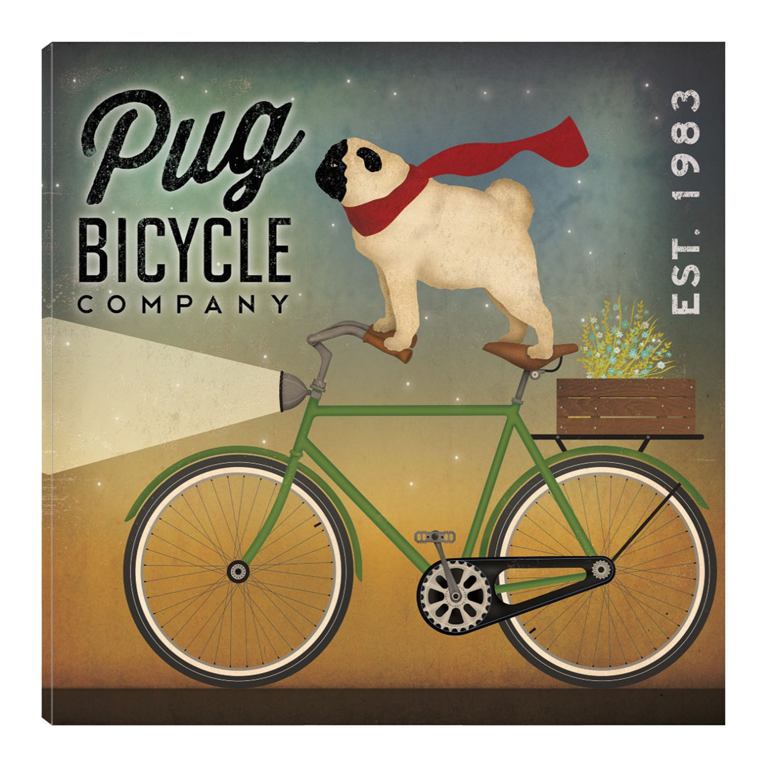 Foto 2 pulgar | Cuadro Decorativo - Pug En Una Bicicleta - Ryan Fowler - Arte Animales - Impresión En Lienzo - Fine Art Tj