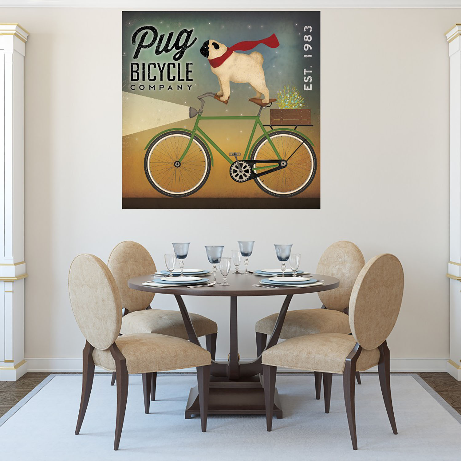 Foto 5 pulgar | Cuadro Decorativo - Pug En Una Bicicleta - Ryan Fowler - Arte Animales - Impresión En Lienzo - Fine Art Tj