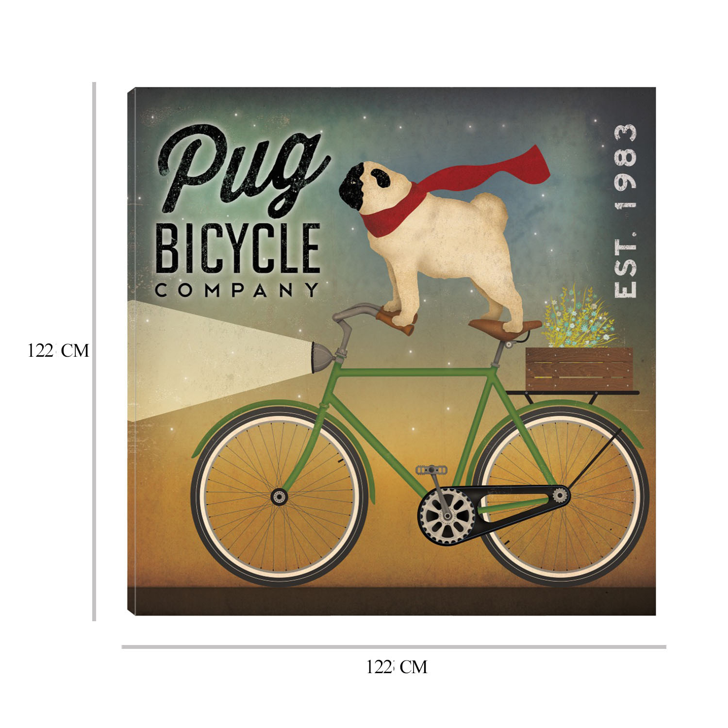 Foto 7 pulgar | Cuadro Decorativo - Pug En Una Bicicleta - Ryan Fowler - Arte Animales - Impresión En Lienzo - Fine Art Tj