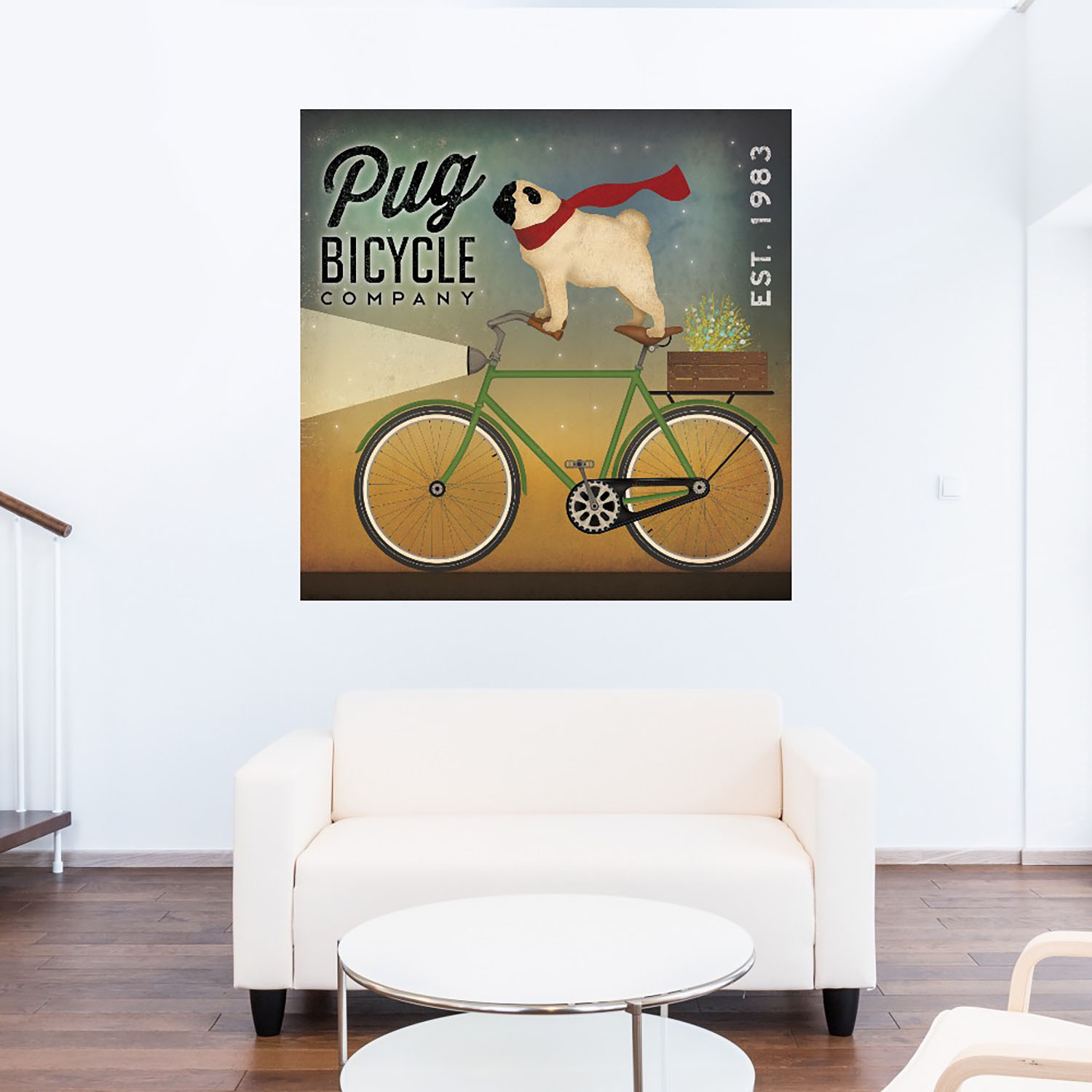 Foto 6 pulgar | Cuadro Decorativo - Pug En Una Bicicleta - Ryan Fowler  - Arte Animales - Impresión En Lienzo - Fine Art Tj