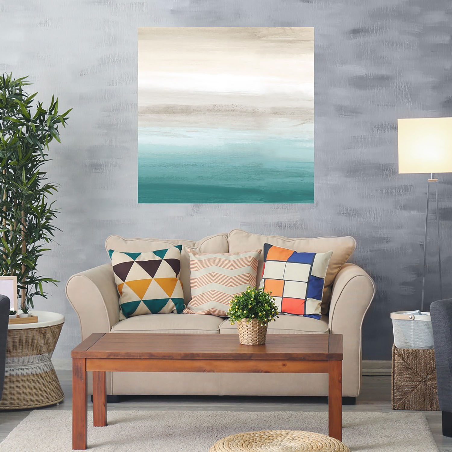 Foto 2 | Cuadro Decorativo Fine Art TJ 'Paisaje Turquesa III' de Willowbrook Fine Art 56 x 56 cm