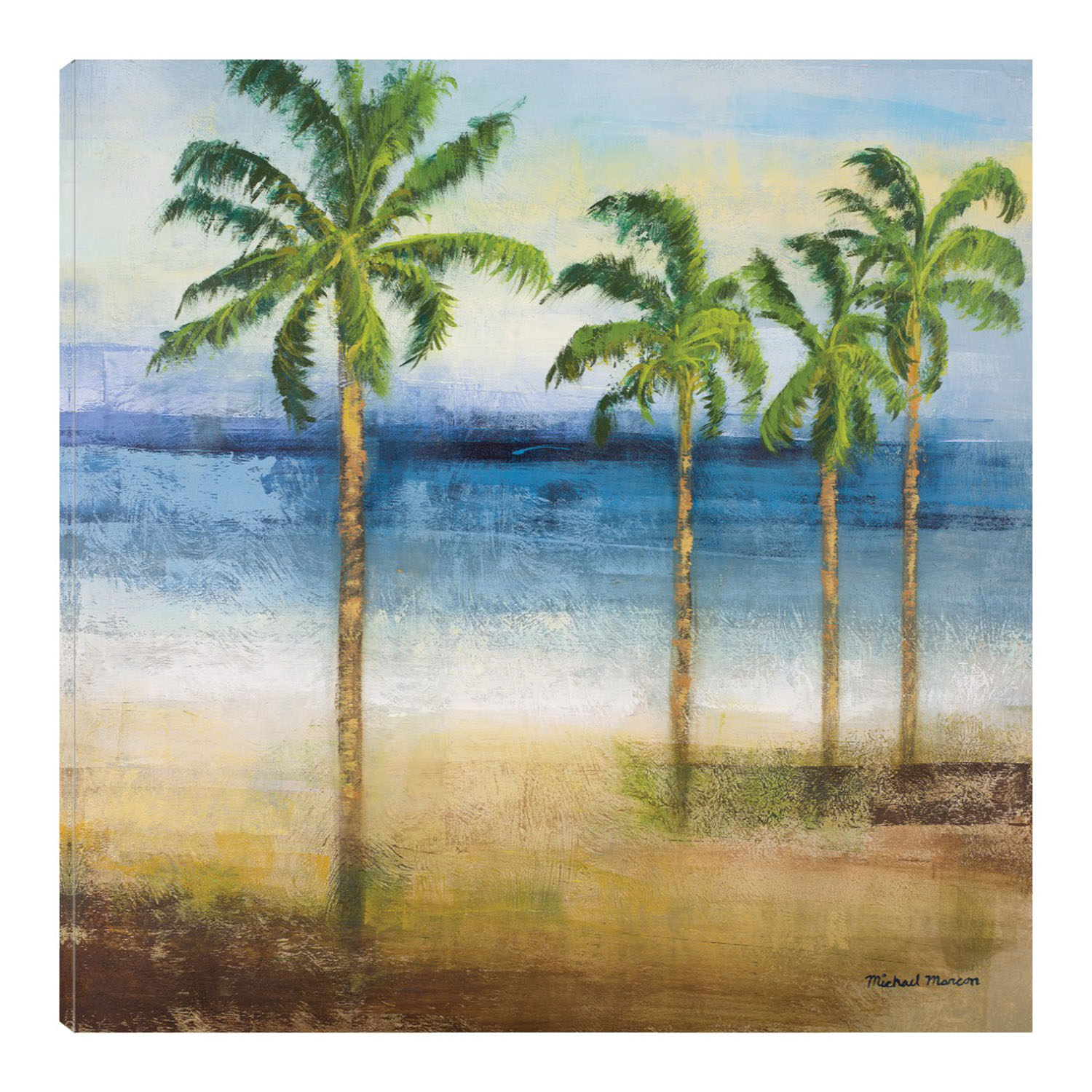 Cuadro Decorativo - Palmeras En El Oceano Ii - Michael Marcon  - Arte Costa - Impresión En Lienzo - Fine Art Tj