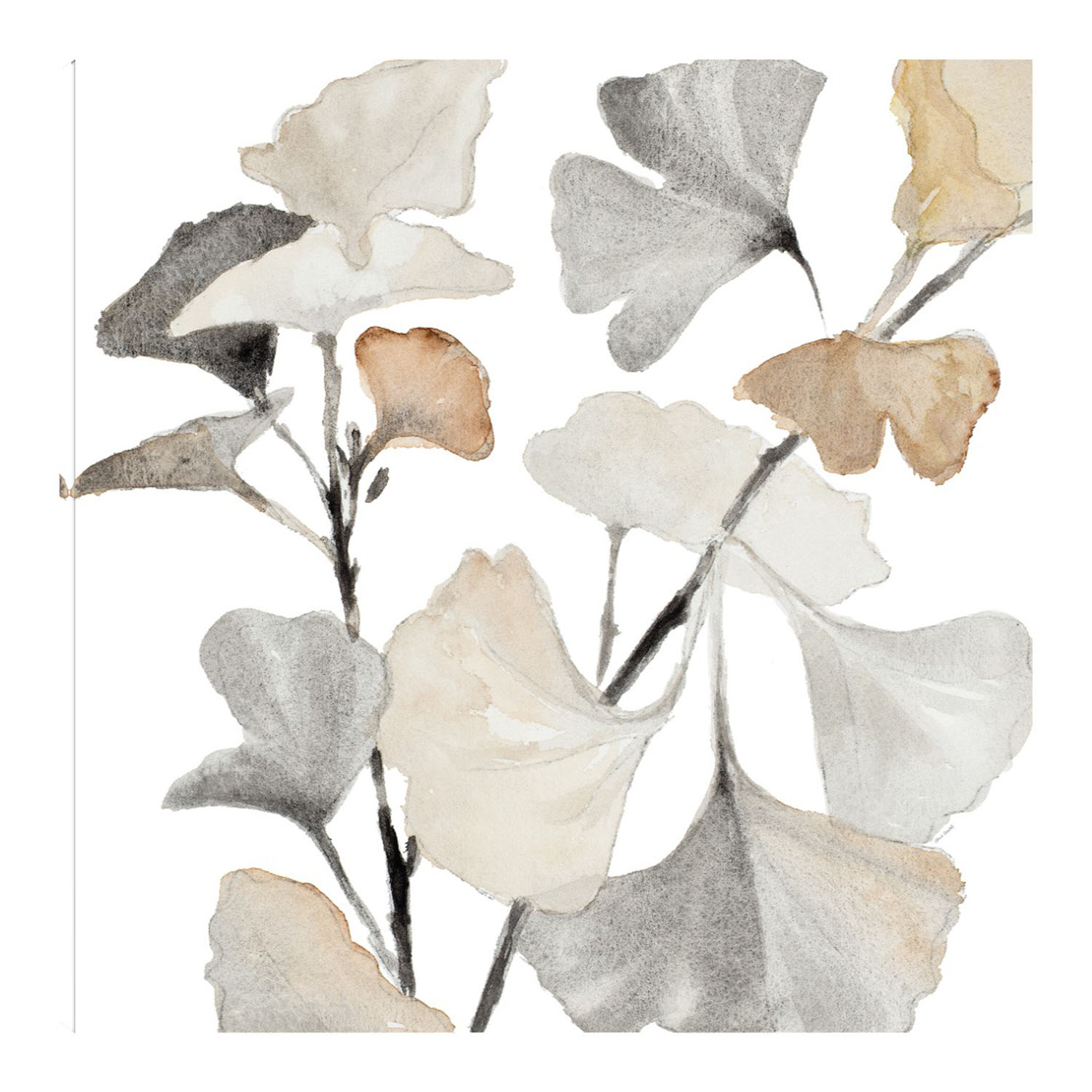 Cuadro Decorativo - Tallos De Ginko Neutral I - Lanie Loreth  - Arte Floral - Impresión En Lienzo - Fine Art Tj