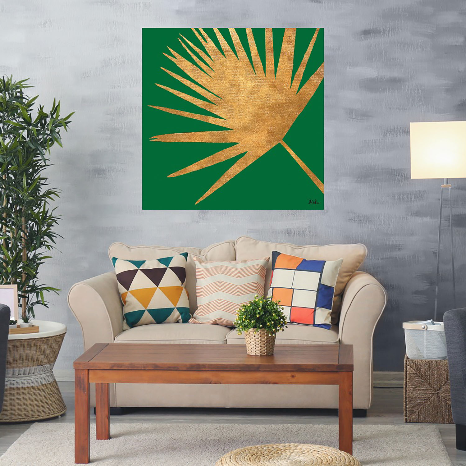 Foto 2 | Cuadro Decorativo Fine Art TJ 'Oro Orgánico en Verde' de Patricia Pinto 122 x 122 cm