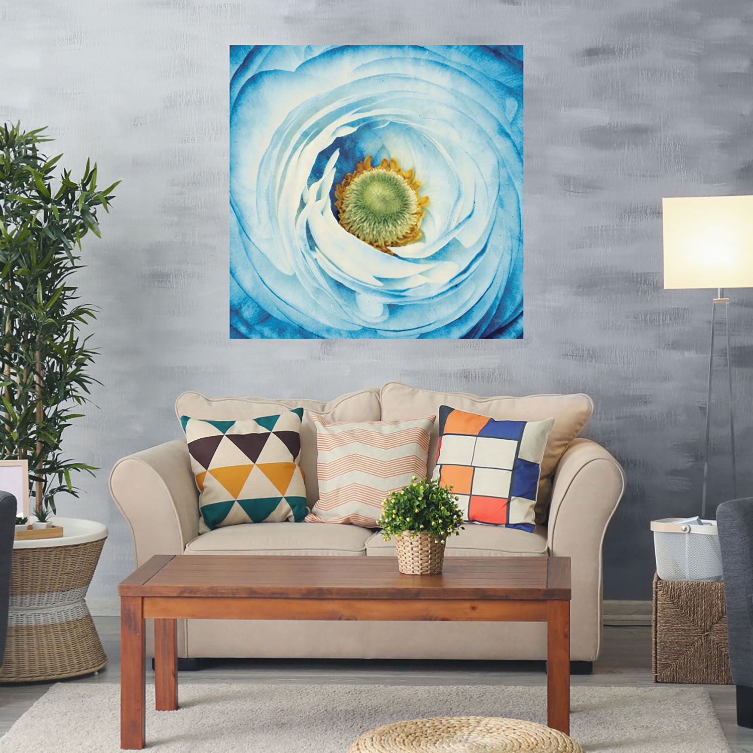 Foto 2 | Cuadro Decorativo - Peonia Blanco Con Azul - Aledanda  Fine Art Tj - - Arte Floral - Impresión En Lienzo