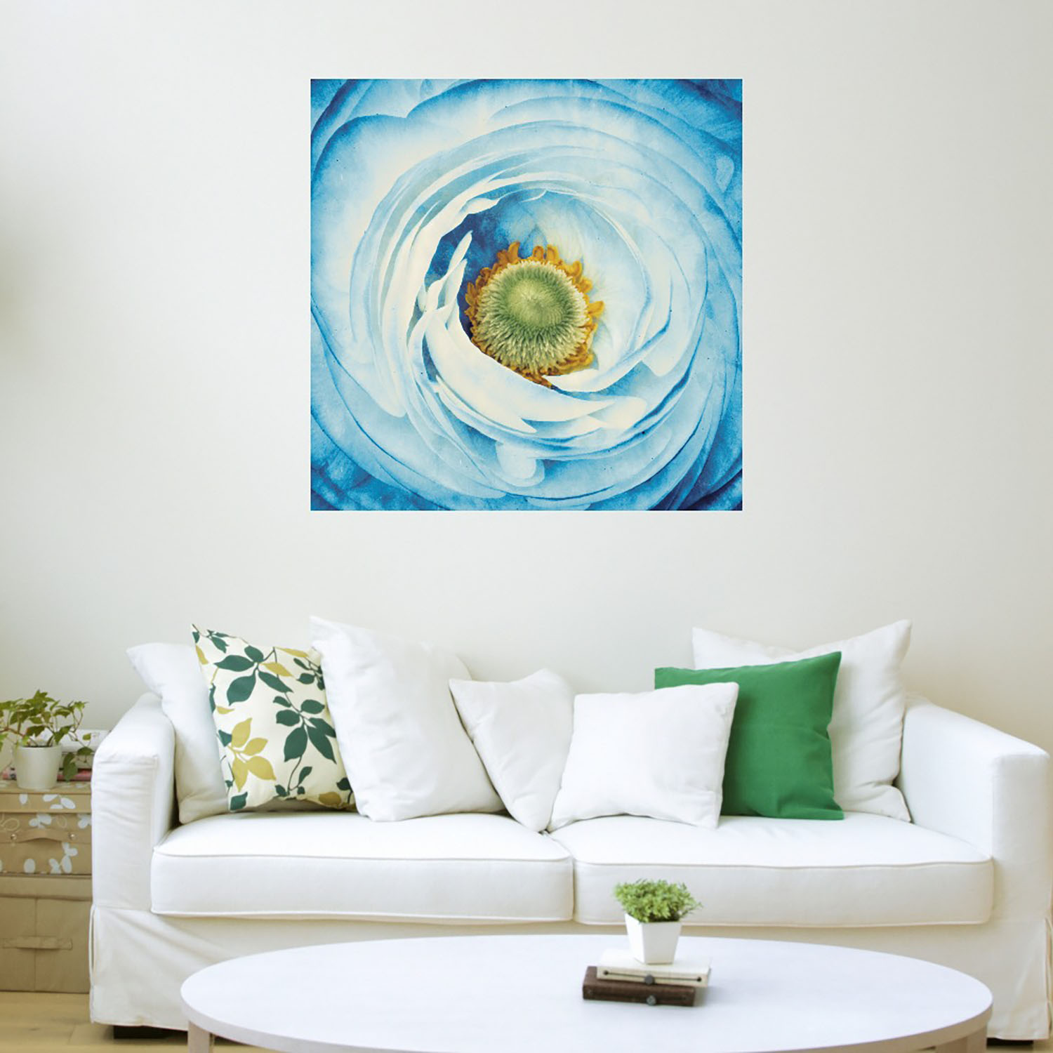 Foto 4 pulgar | Cuadro Decorativo - Peonia Blanco Con Azul - Aledanda  Fine Art Tj - - Arte Floral - Impresión En Lienzo