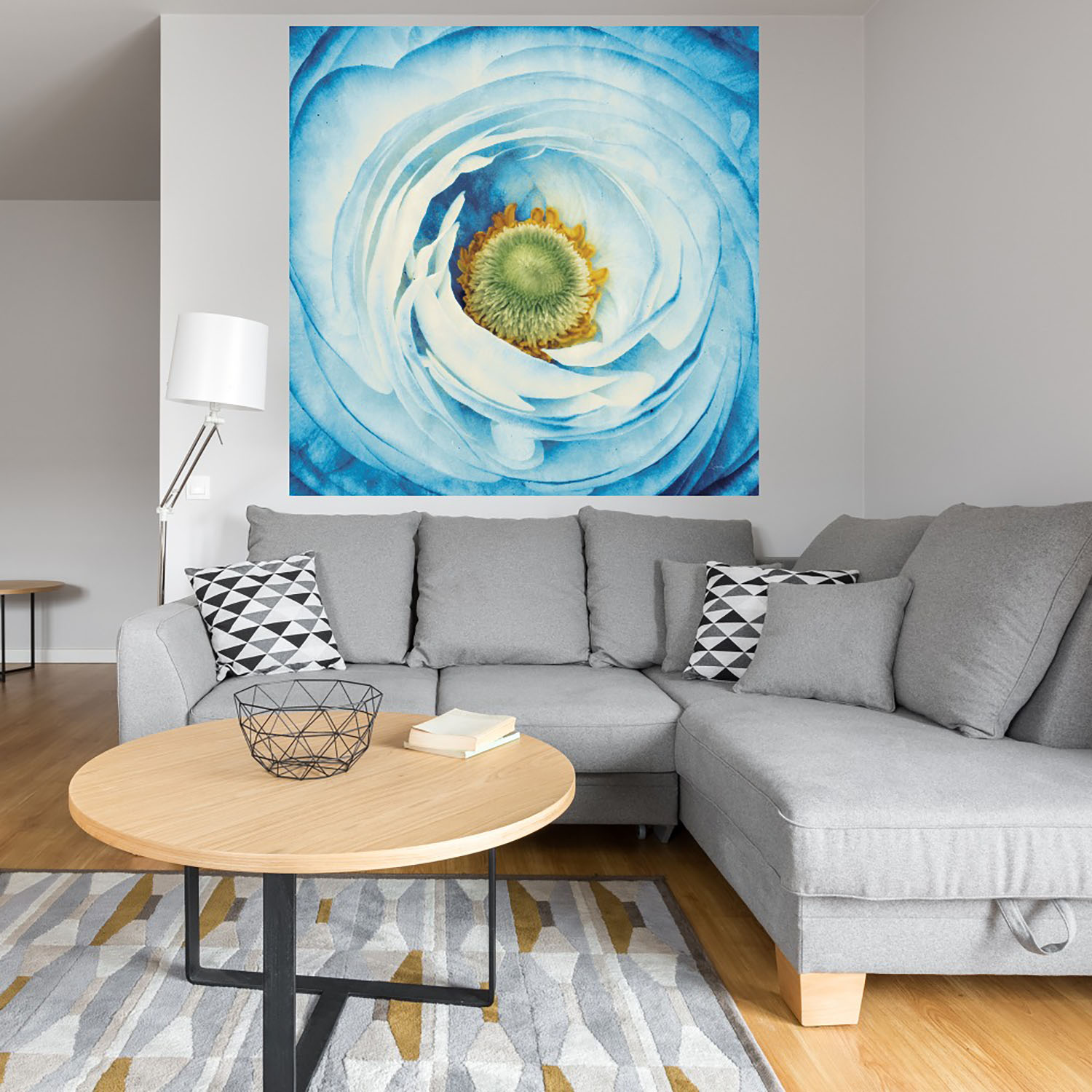 Foto 4 | Cuadro Decorativo - Peonia Blanco Con Azul - Aledanda  Fine Art Tj - - Arte Floral - Impresión En Lienzo