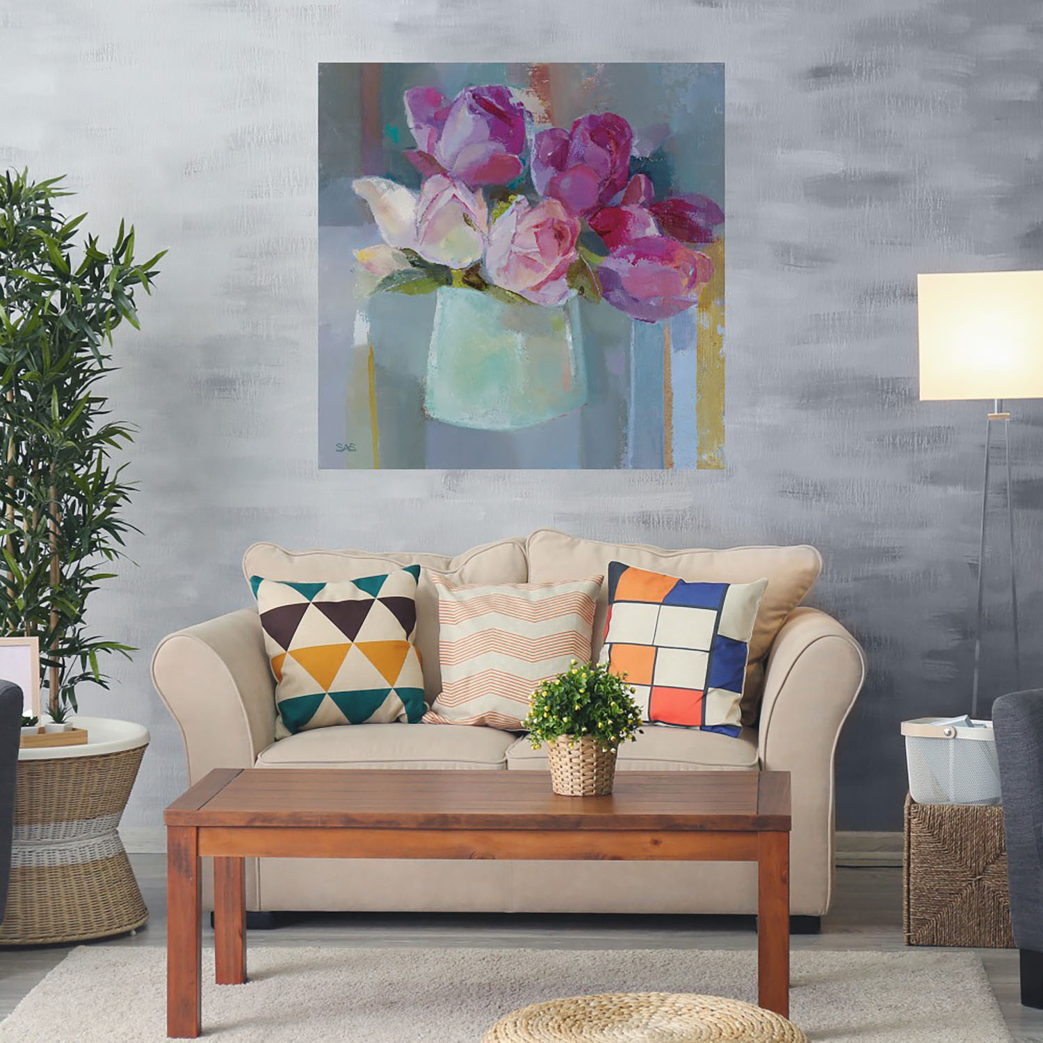 Foto 2 | Cuadro Decorativo - Rosas Para La Mesa - Sarah Simpson  - Arte Floral - Impresión En Lienzo - Fine Art Tj