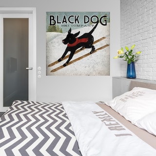 Foto 3 | Cuadro Decorativo Fine Art Tj Perro Negro Esquiando Ryan Fowler Arte Animales Impresión en Lienzo