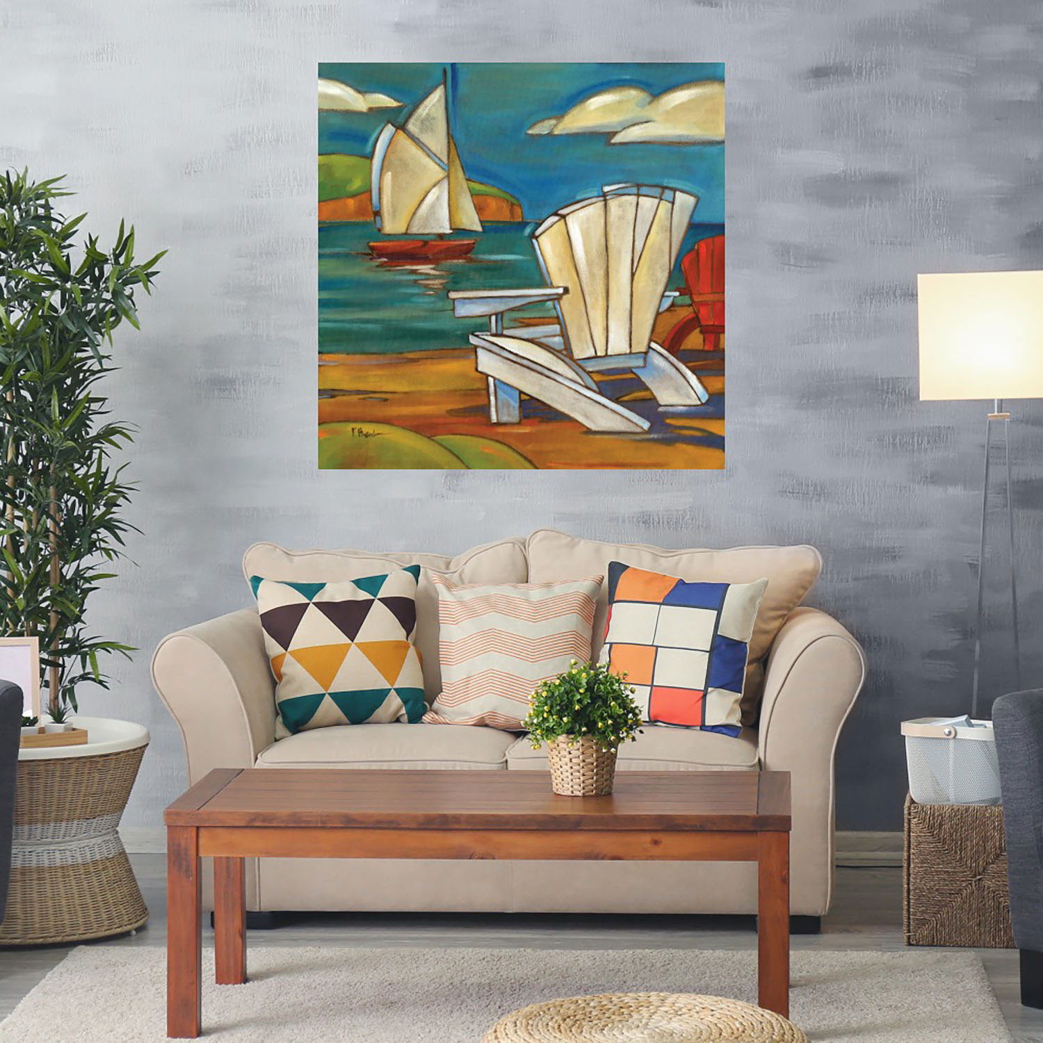 Foto 2 | Cuadro Decorativo - Silla De Playa De Portofino - Paul Brent  - Arte Costa - Impresión En Lienzo - Fine Art Tj