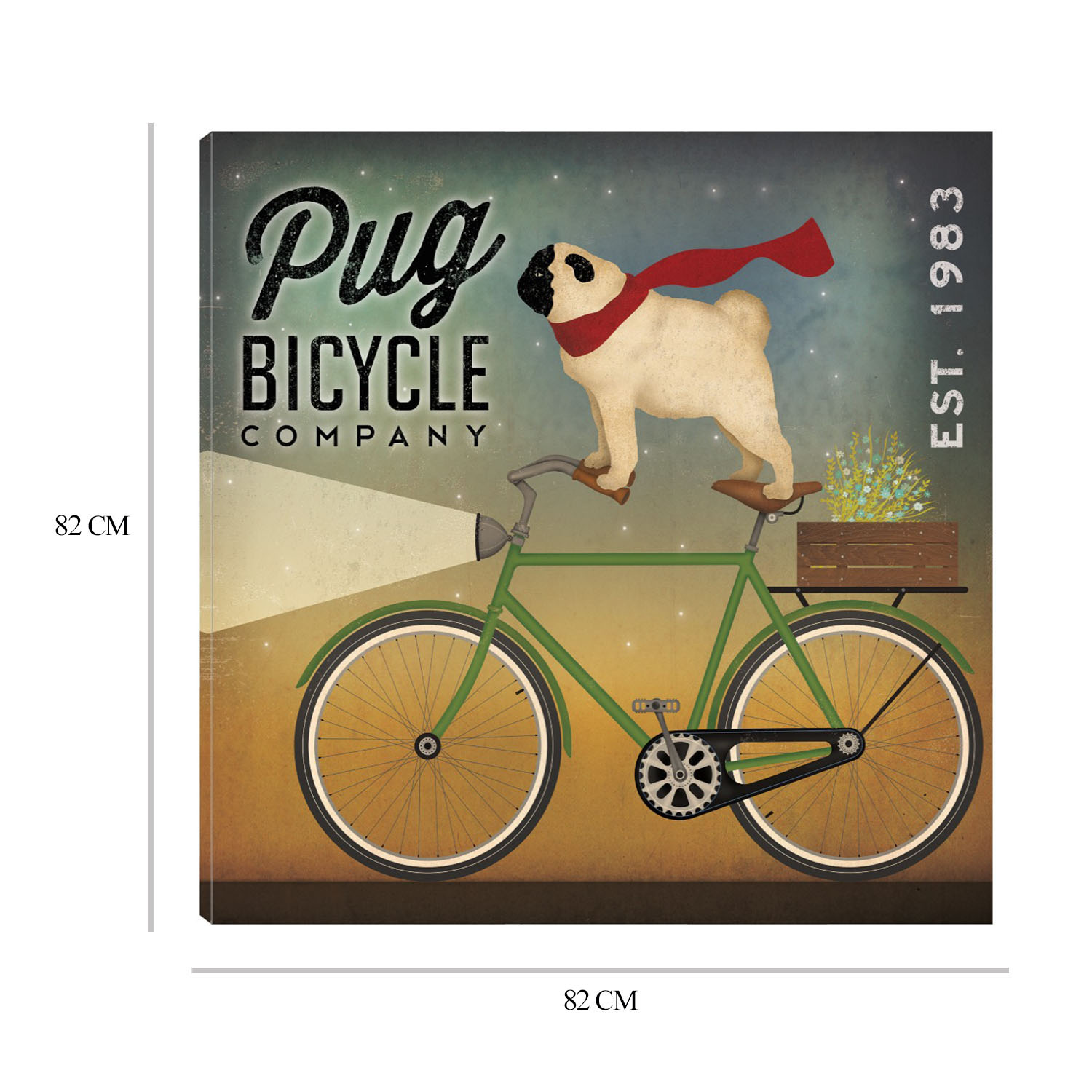 Foto 7 pulgar | Cuadro Decorativo - Pug En Una Bicicleta - Ryan Fowler  - Arte Animales - Impresión En Lienzo - Fine Art Tj