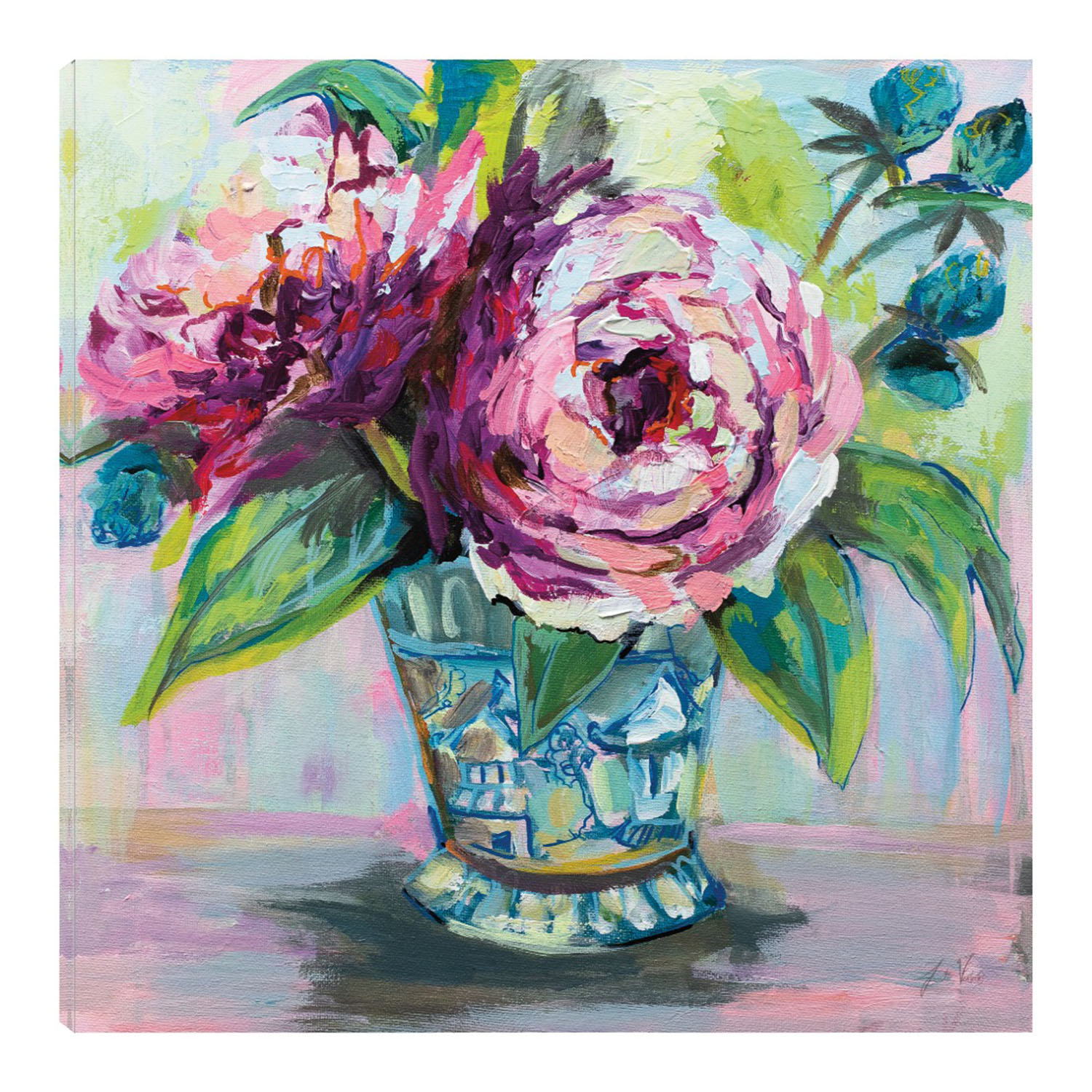 Foto 1 | Cuadro Decorativo - Peonias Rosas I - Jeanette Vertentes  - Arte Floral - Impresión En Lienzo - Fine Art Tj