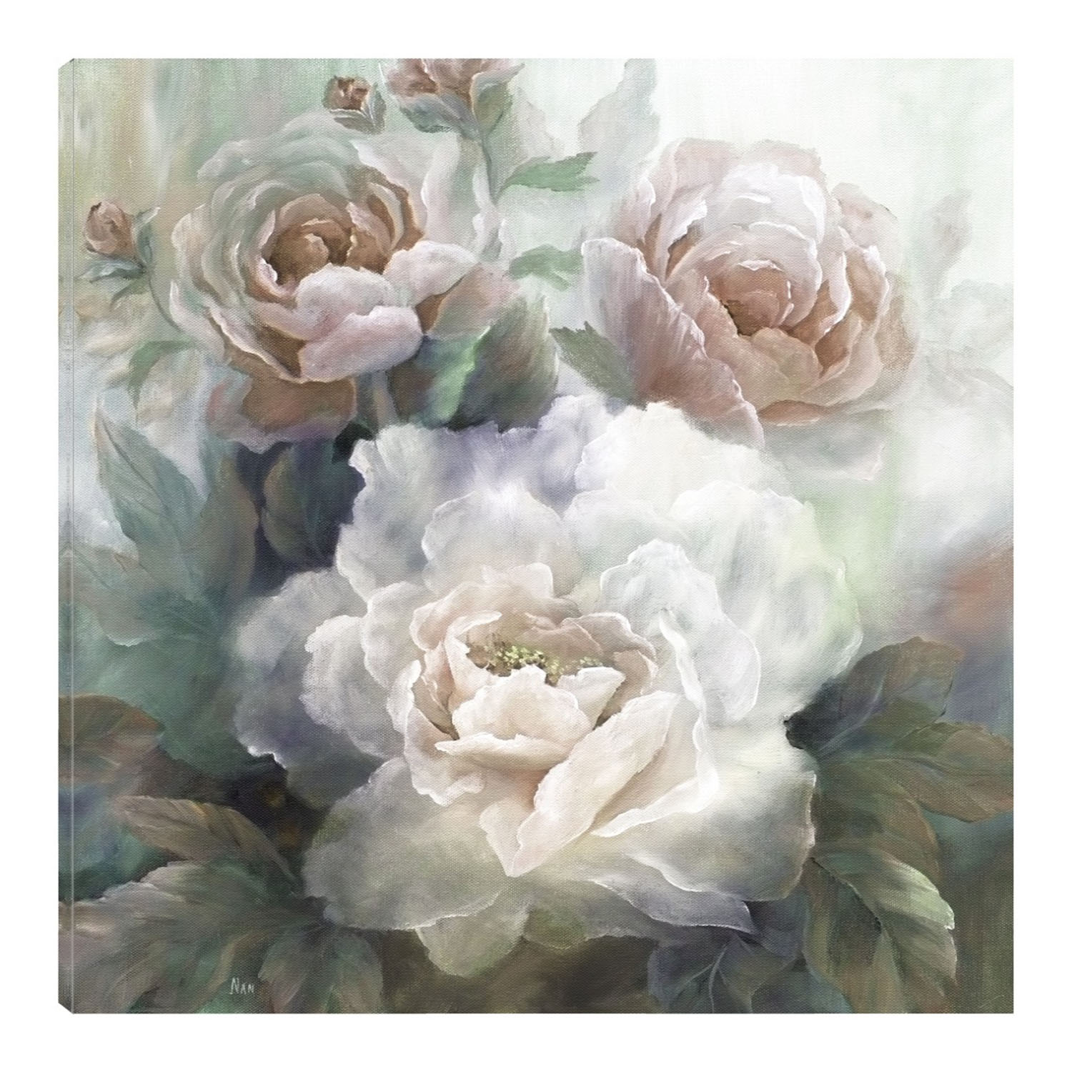 Cuadro Decorativo Fine Art Tj Rosas Blancas III Nan Arte Floral Impresión en Lienzo