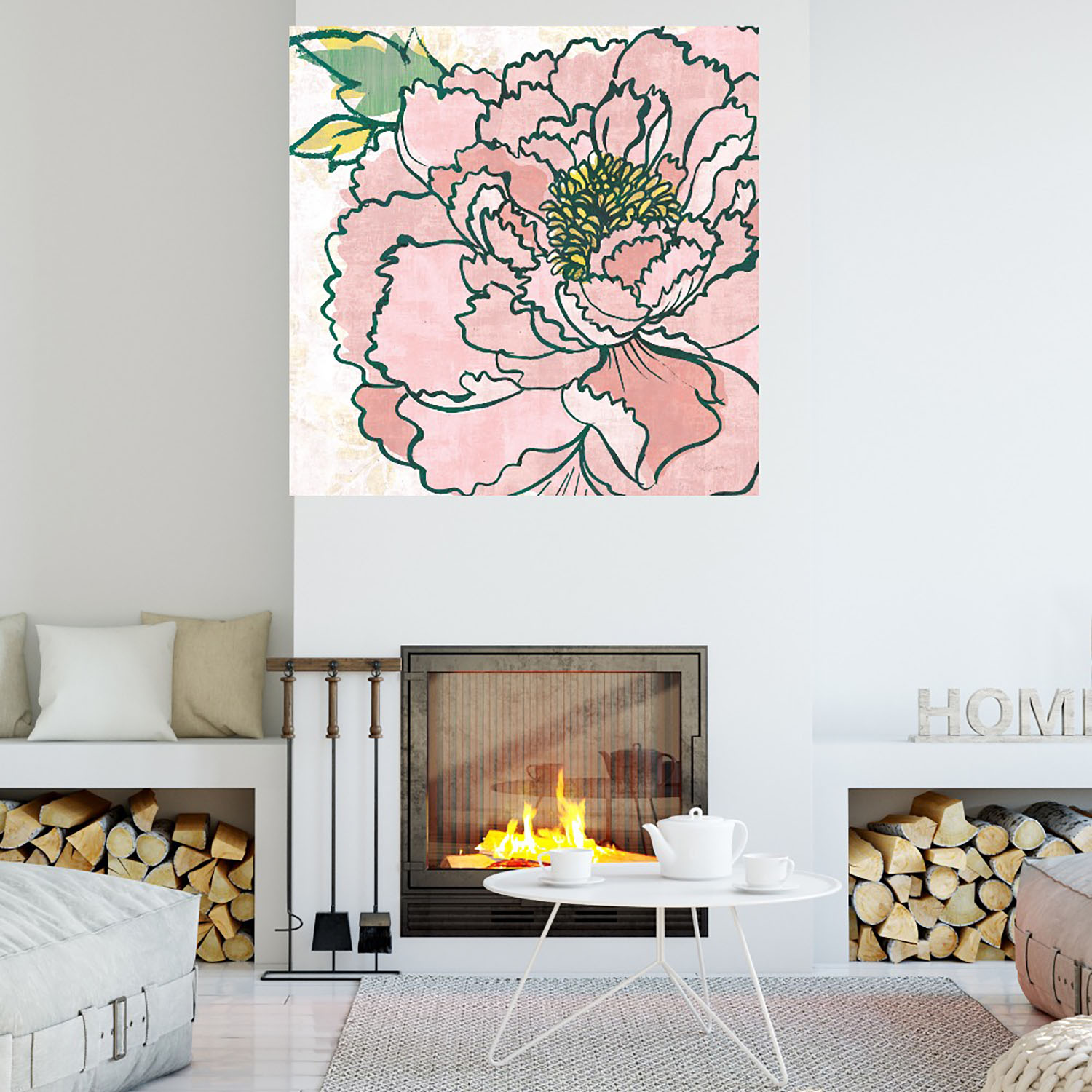 Foto 4 | Cuadro Decorativo - Peaonias Camiles Rosa - Sue Schlabach  - Arte Floral - Impresión En Lienzo - Fine Art Tj