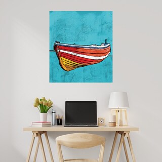Foto 2 | Cuadro Decorativo Fine Art Tj Pequeño Bote de Remos Rojo Ynon Mabat Arte Costa Impresión en Lienzo