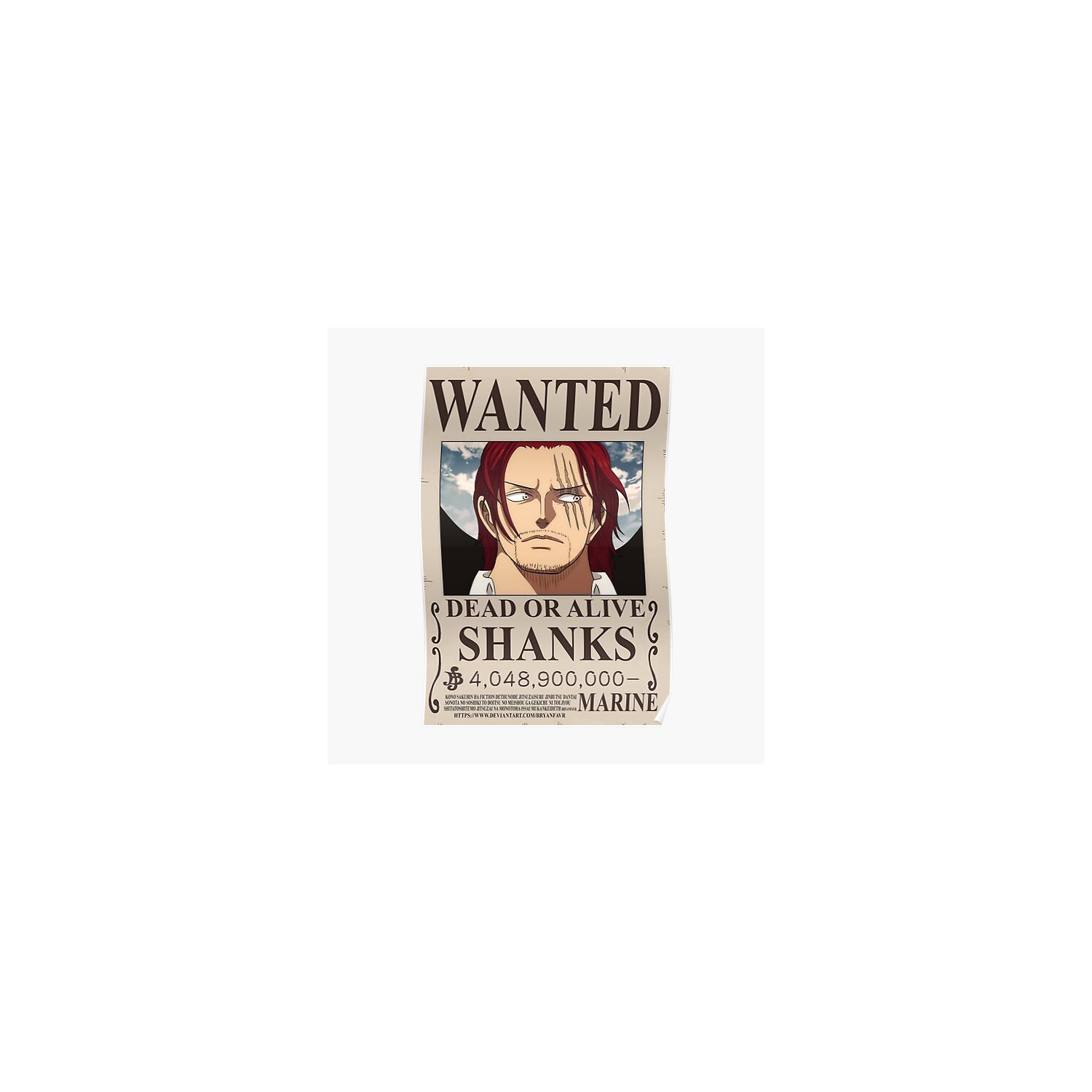 Foto 2 pulgar | Póster One Piece Reward Wanted Shanks 28 X 42 Cm - Venta Internacional