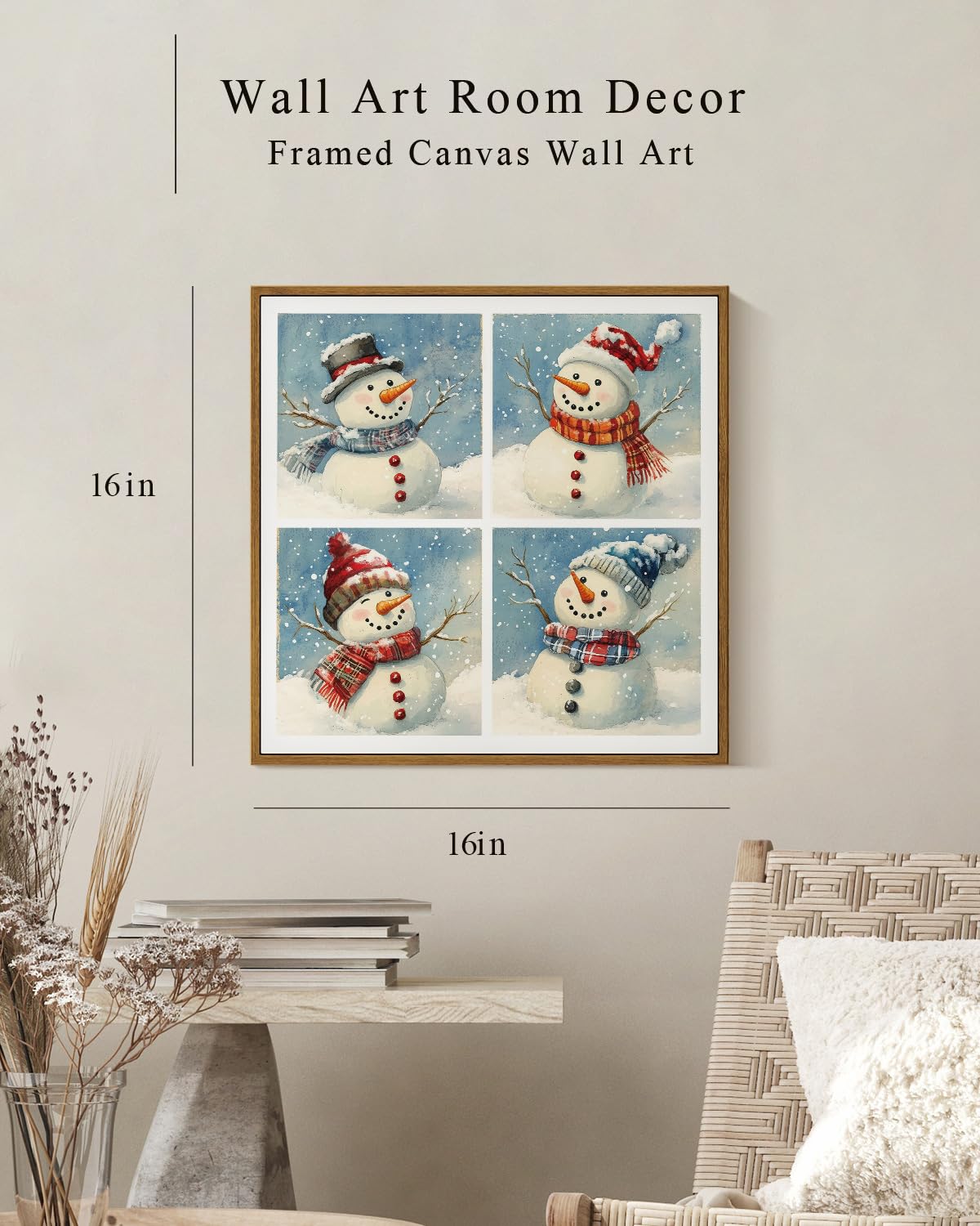 Foto 3 | Lienzo Decorativo En Simsea Winter Fun, Vintage Y Rústico, 40 X 40 Cm - Venta Internacional.