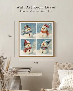 Foto 3 | Lienzo Decorativo En Simsea Winter Fun, Vintage Y Rústico, 40 X 40 Cm - Venta Internacional.