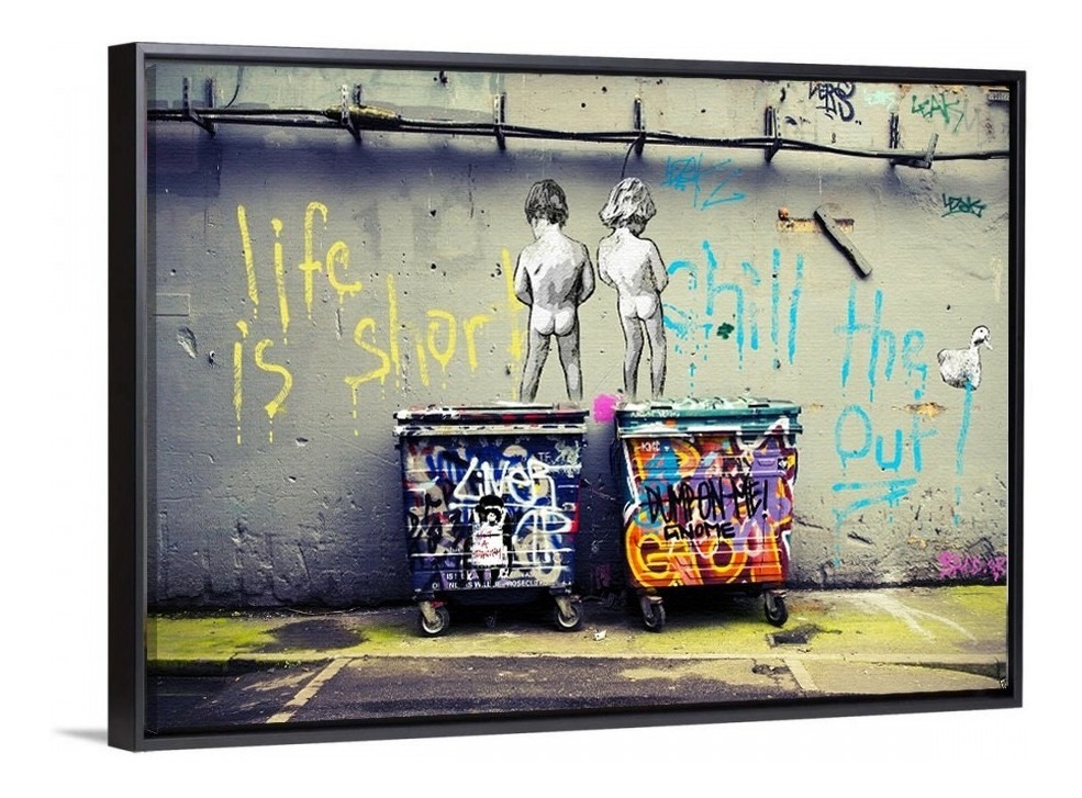 Foto 6 pulgar | Cuadro Banksy En Canvas Artistico 60x80 Art Life Grafitti