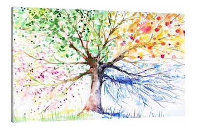Foto 1 | Cuadro Arbol De Colores Acuarela Canvas 4 Estaciones 100x80