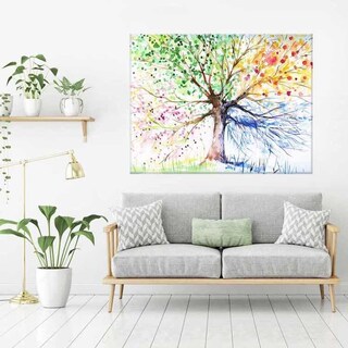 Foto 2 | Cuadro Arbol De Colores Acuarela Canvas 4 Estaciones 100x80