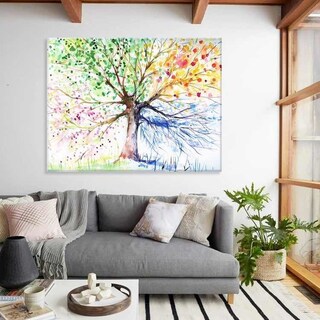 Foto 3 | Cuadro Arbol De Colores Acuarela Canvas 4 Estaciones 100x80