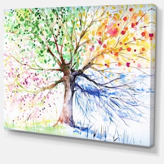 Foto 5 | Cuadro Arbol De Colores Acuarela Canvas 4 Estaciones 100x80
