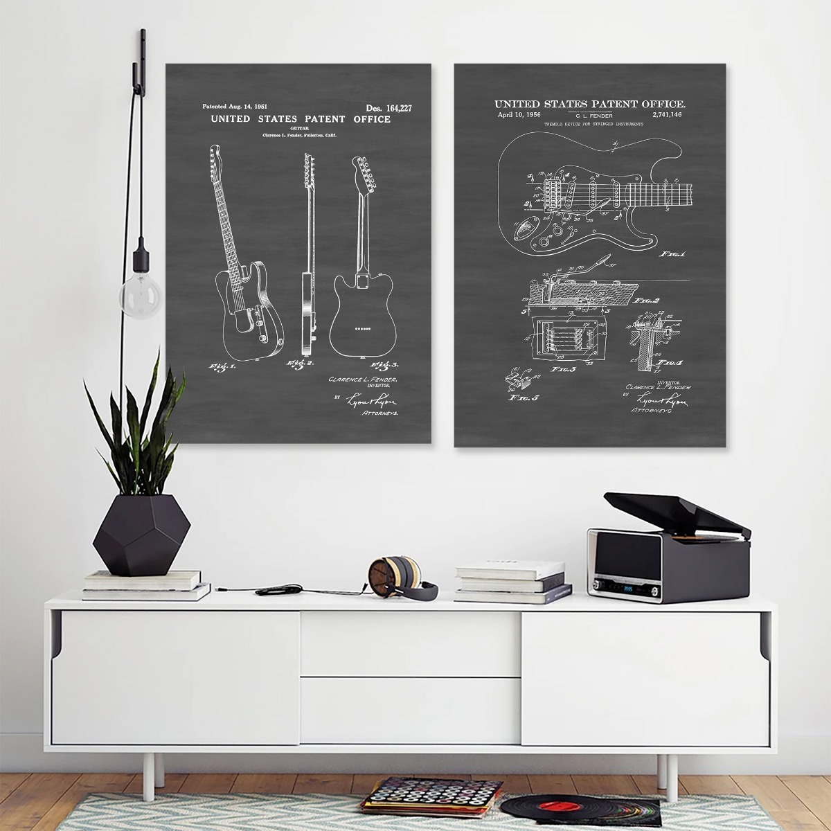 Guitarra Fender Patentes Cuadros Decorativos De Lienzo Canva