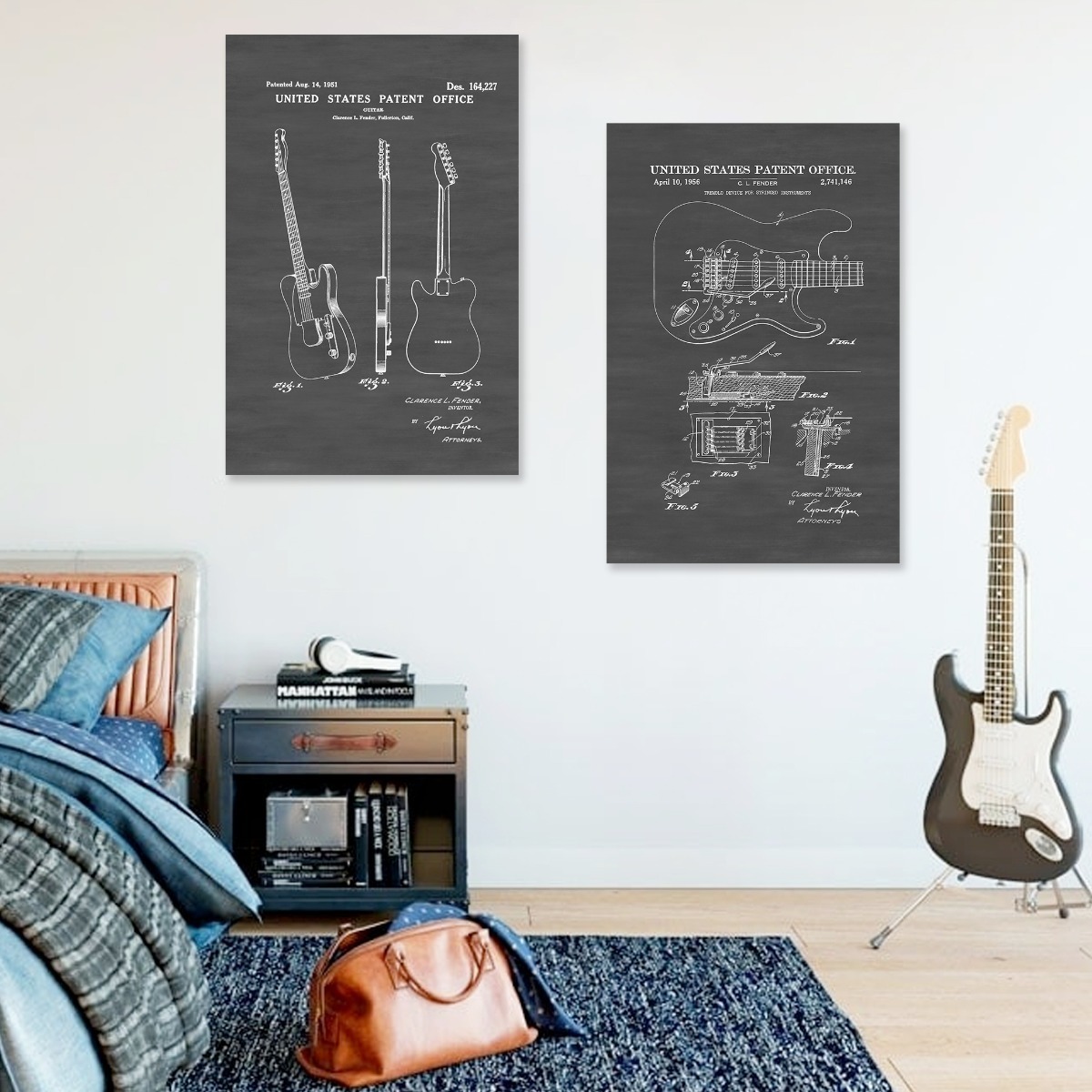 Foto 2 | Guitarra Fender Patentes Cuadros Decorativos De Lienzo Canva