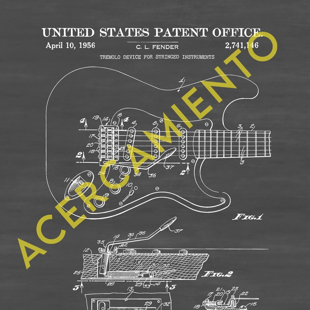 Foto 4 pulgar | Guitarra Fender Patentes Cuadros Decorativos De Lienzo Canva