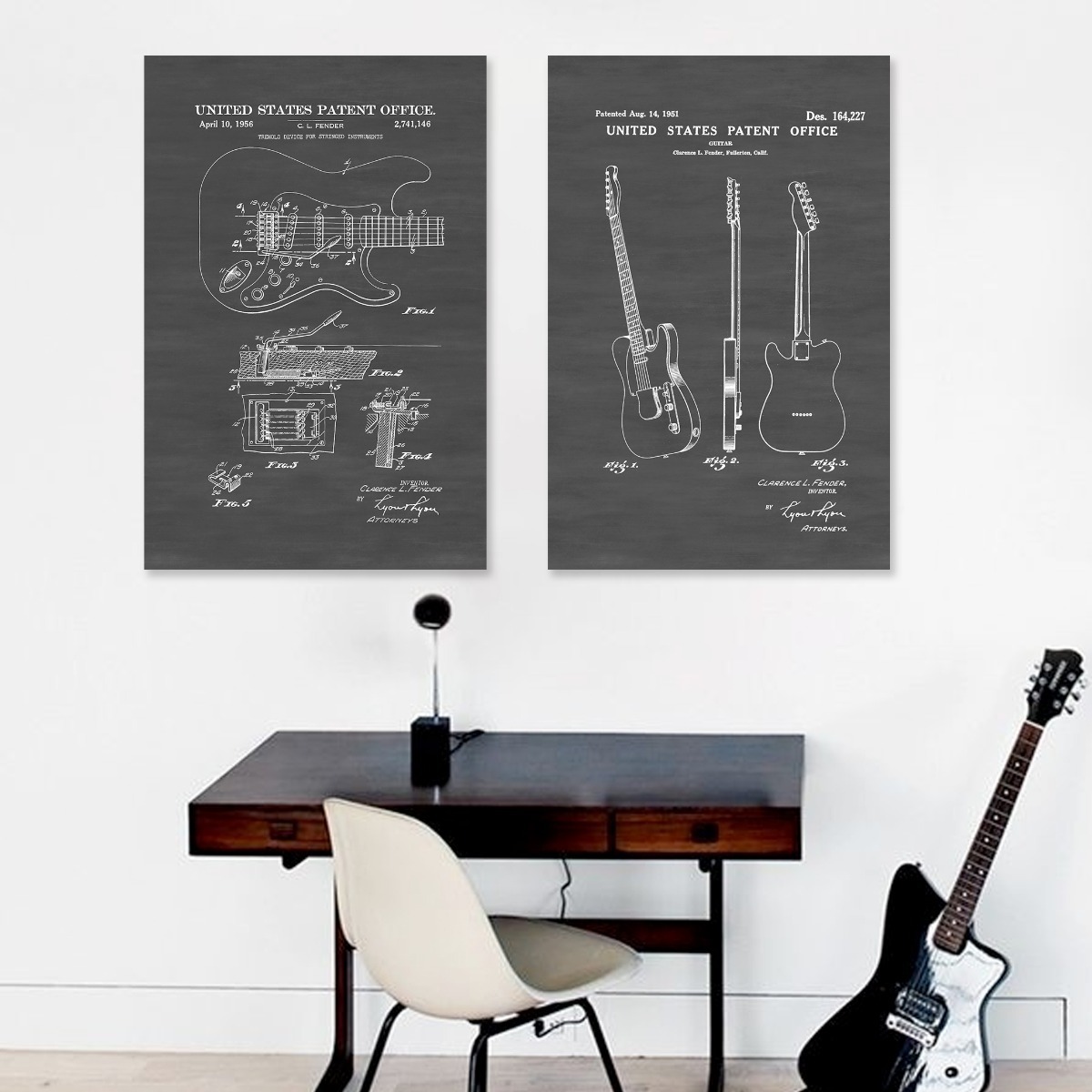 Foto 4 | Guitarra Fender Patentes Cuadros Decorativos De Lienzo Canva