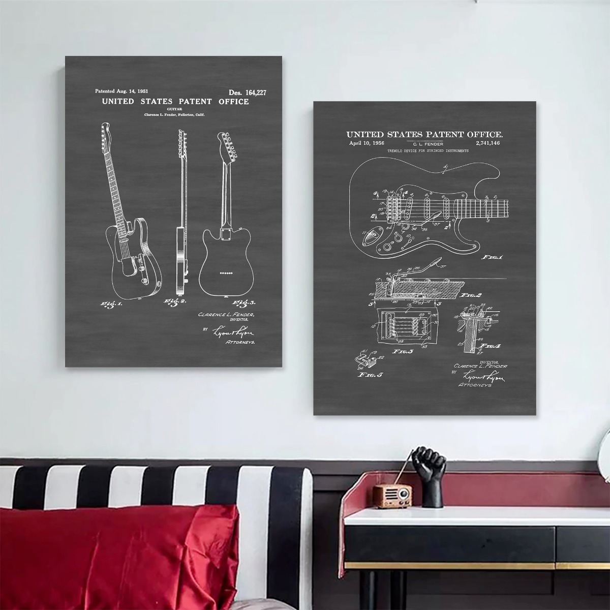 Foto 5 | Guitarra Fender Patentes Cuadros Decorativos De Lienzo Canva
