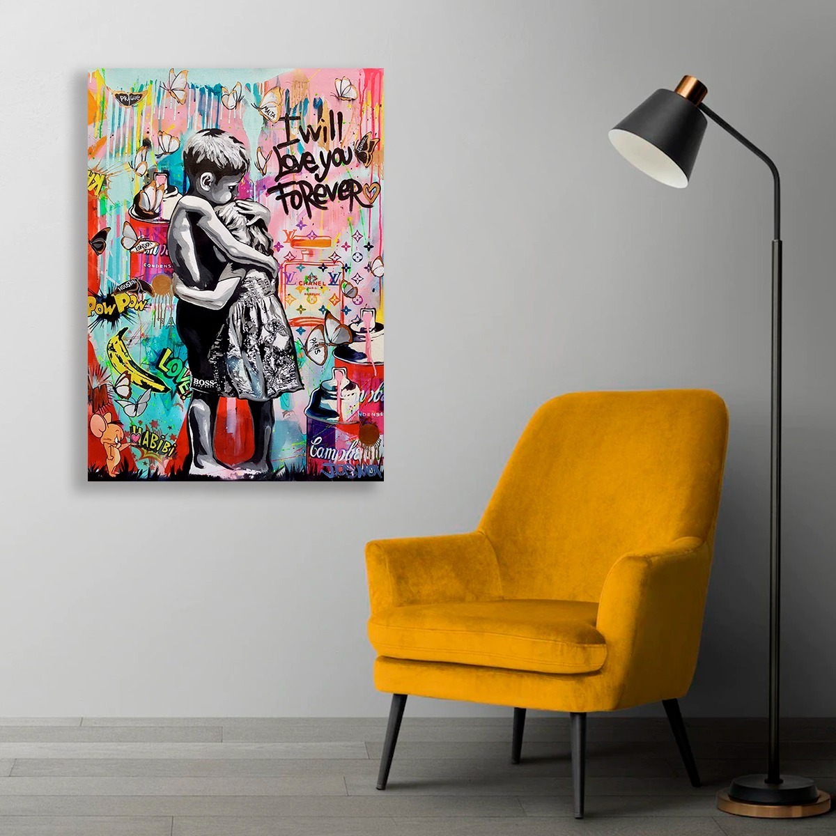 Foto 4 pulgar | Cuadro Decorativo Niños Grafiti Moderno Elegante Sala Recama