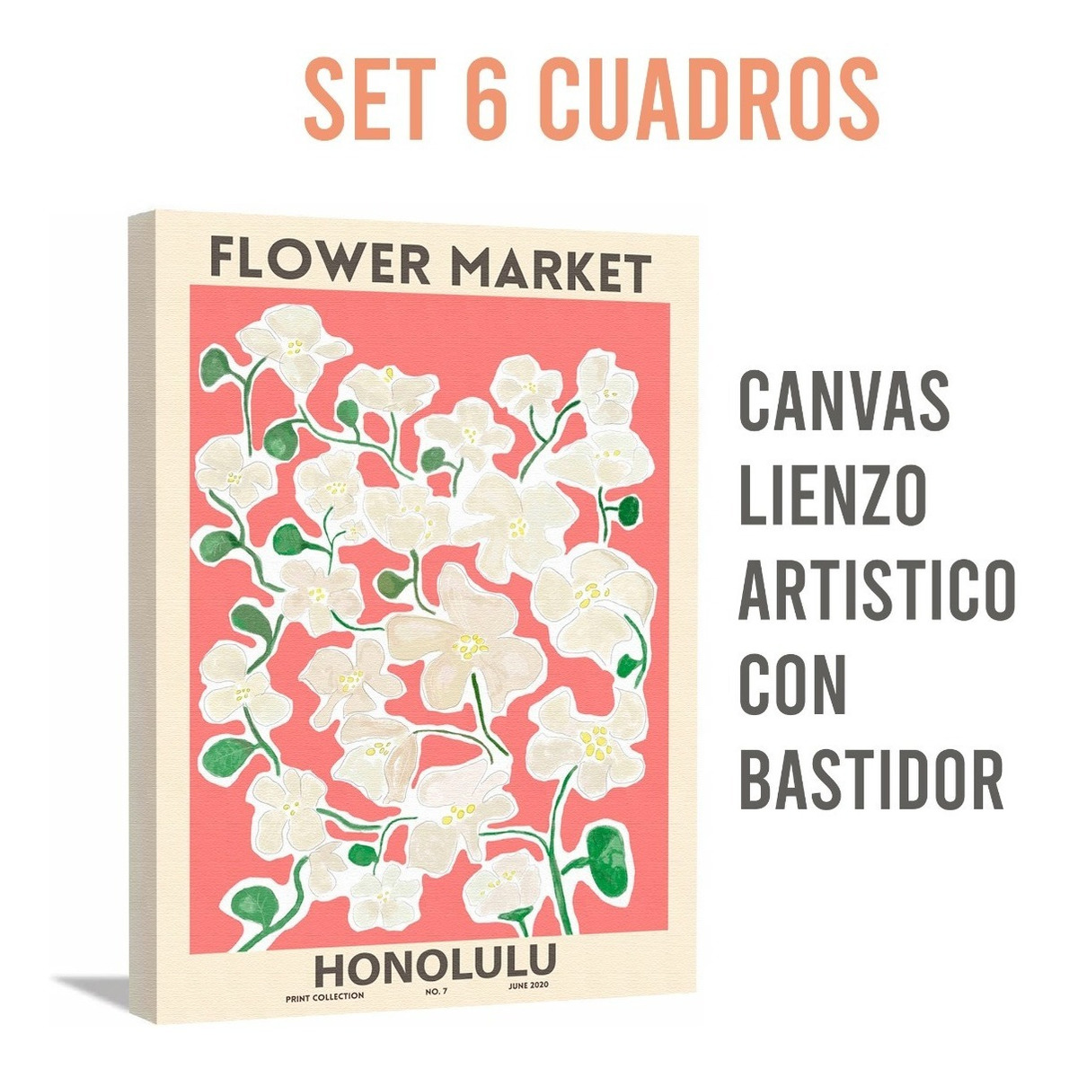 Foto 5 pulgar | Cuadros Flower Market Flores Moderno Canvas Set Sala Decor