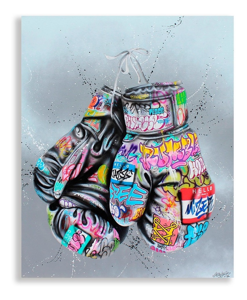 Cuadro Decorativo Guantes De Box Grafiti Oficina Gimnasio