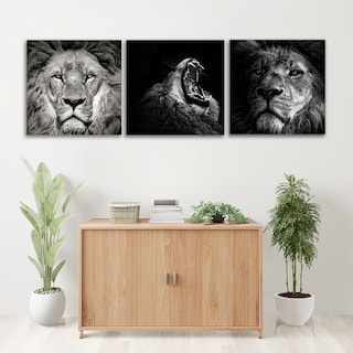 Foto 2 | Set De 3 Cuadros Decorativos Modernos Leones Blanco Y Negro
