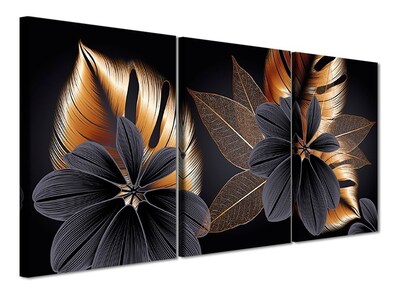 Foto 3 | Set Cuadros Hojas Doradas Canvas Decorativos Modernos Minima