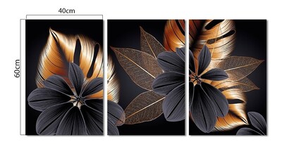 Foto 5 | Set Cuadros Hojas Doradas Canvas Decorativos Modernos Minima