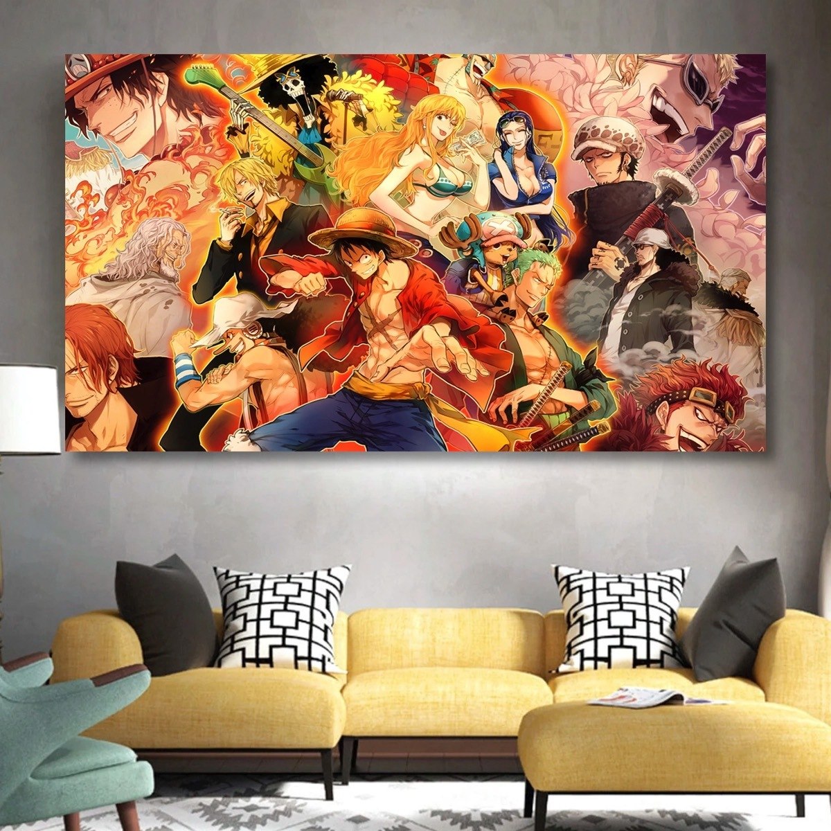 Canvas Anime One Piece Panoramico Grueso 140x90 Premium $1,914