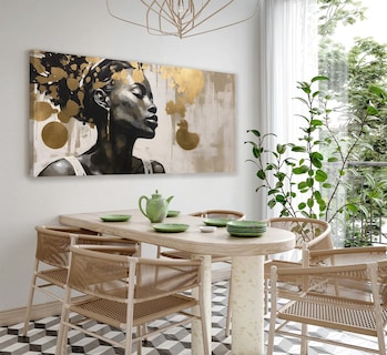Foto 5 | Cuadro Decorativo Boho Mujer Etnico Dorado Canvas 160x70cm